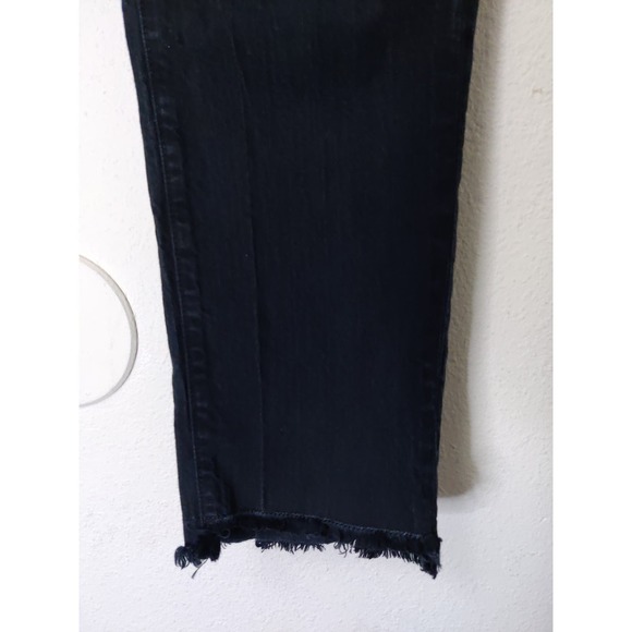 Parker Smith Black Cotton Blend Raw Hem Shark Bite Straight Jeans Size 25 - Picture 4 of 8